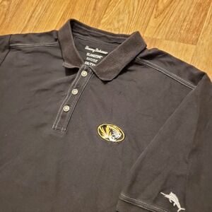 Missouri Tigers Polo Shirt Men 2XL Black Tommy Bahama Islandzone Supima Cotton‎